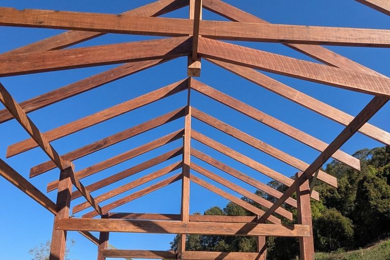 Post and beam hardwood frame carpentry Mullumbimby